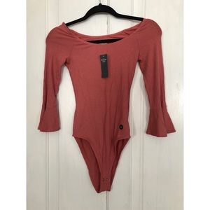 XS Abercrombie and Fitch pink scoop neck body suit
